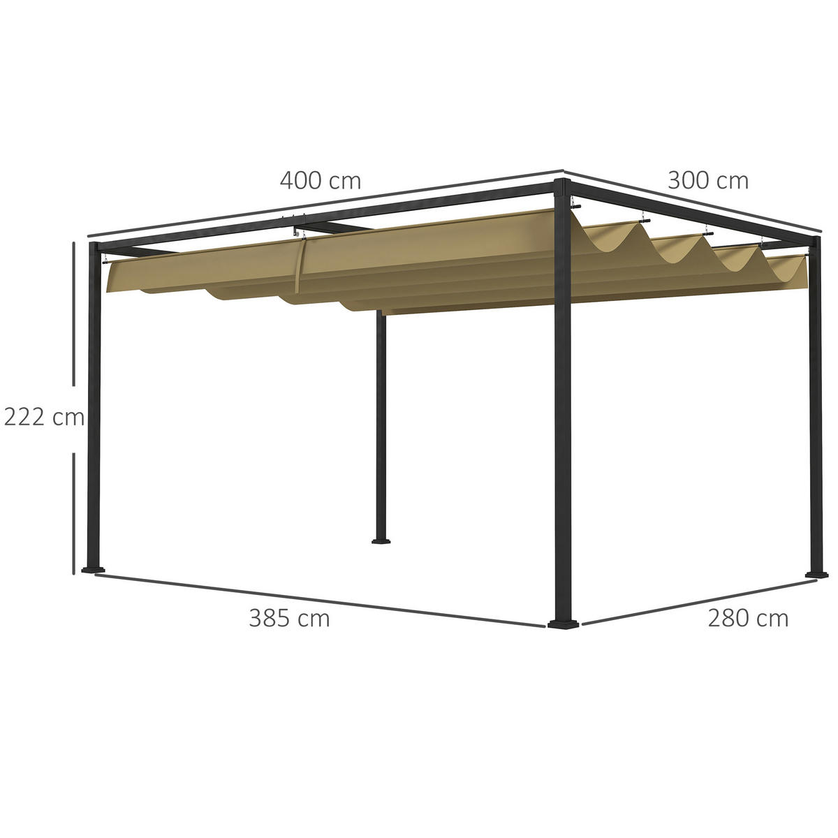 PERGOLA aus Stahl 4x3m - Beige, Metall (300/222/400cm) - Outsunny