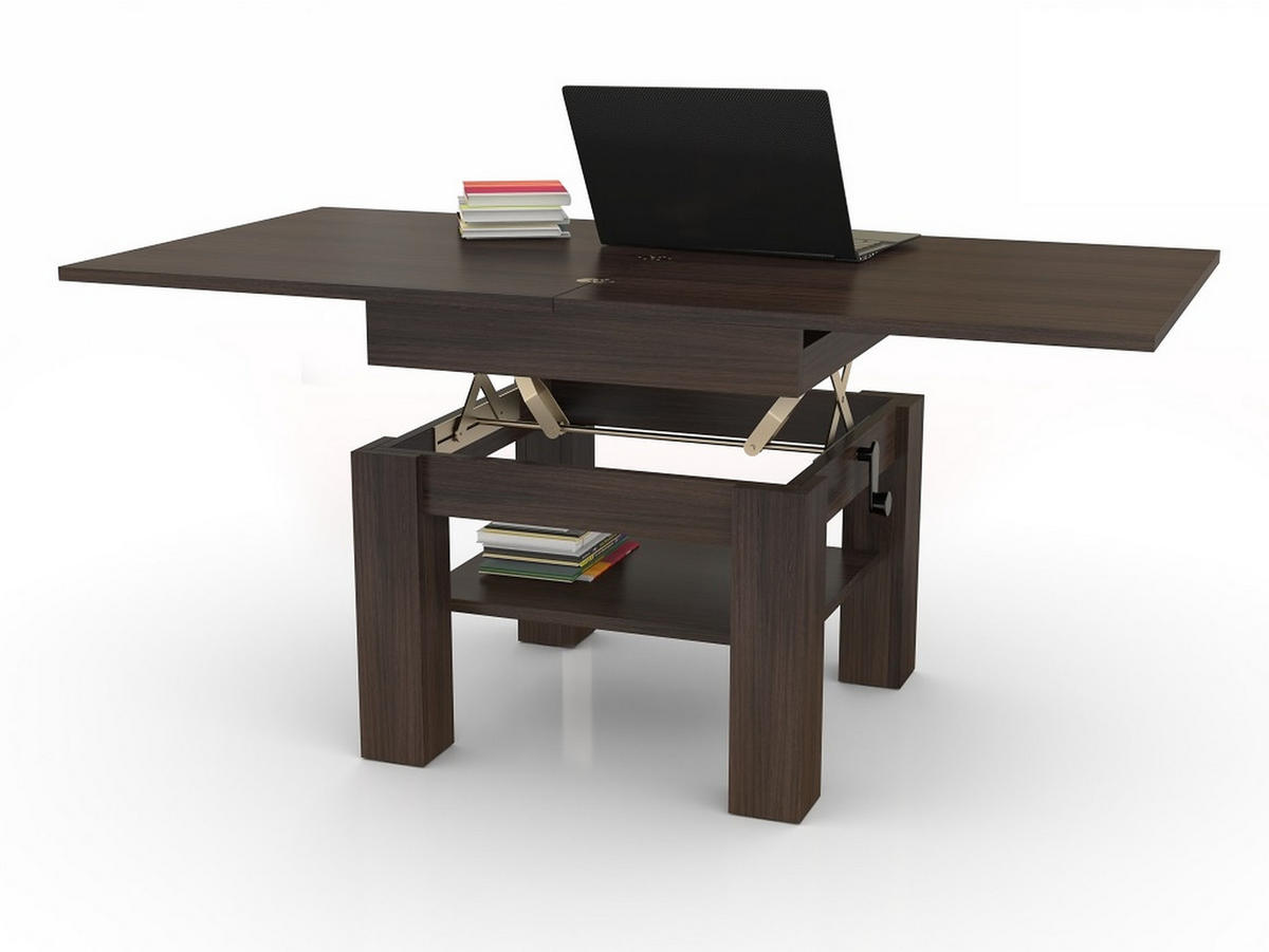 COUCHTISCH quadratisch aufklappbar höhenverstellbar 70/75/69 cm - Walnussfarben, Holzwerkstoff (75/70/57cm) - designimpex