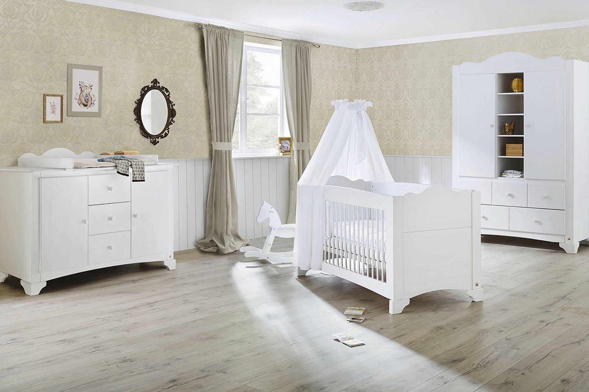 Babyzimmer komplett weiß Serie Pino