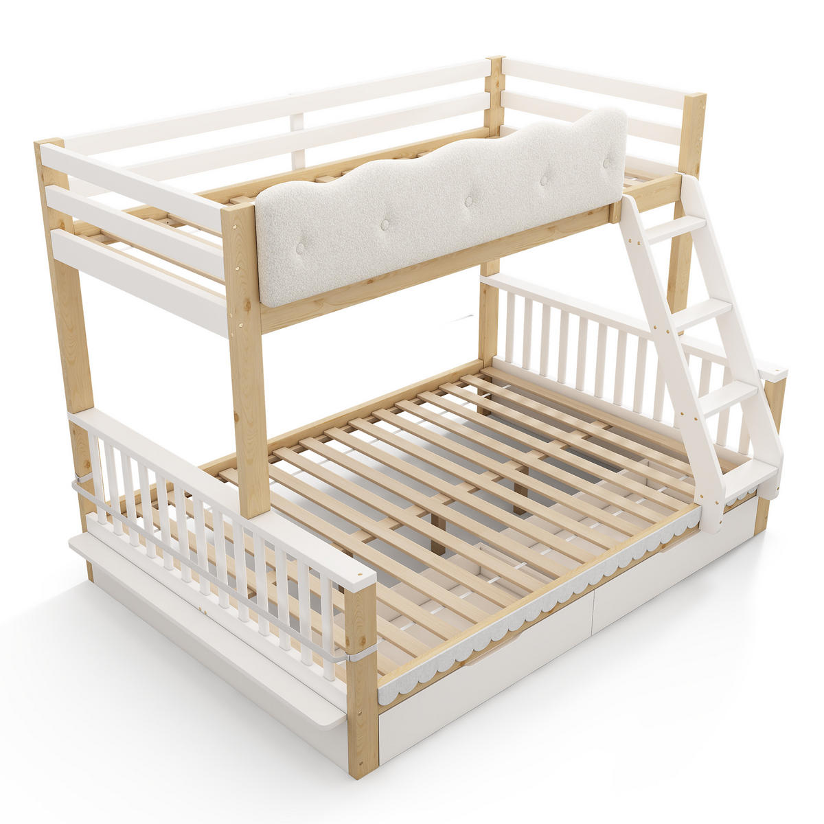 ETAGENBETT 90/200 cm & 140/200 cm in Weiß & Eiche mit Schubladen und Zeitschriftenständer - Eichefarben/Weiß, Holz/Holzwerkstoff (140/200cm) - CHICFURN