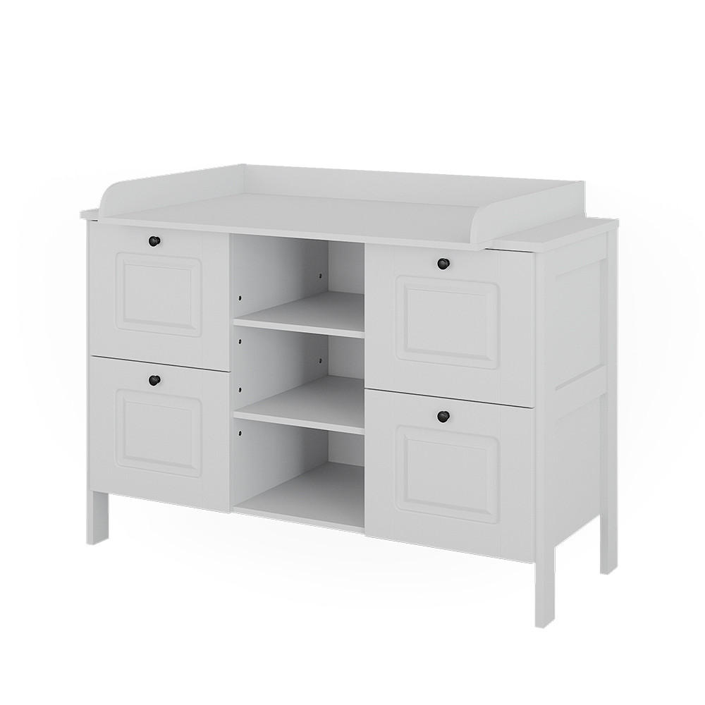 WICKELKOMMODE Ajaton Weiß 133 x 98.4 cm mit 4 Schubladen - Weiß, Holzwerkstoff (133/98.4/70cm) - VitaliSpa