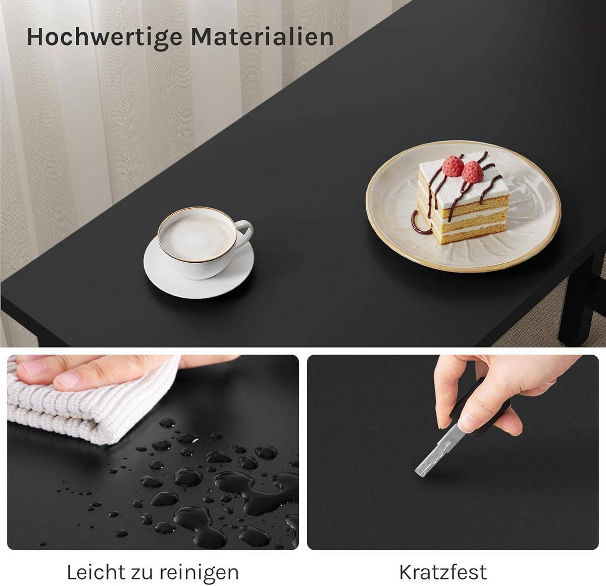 BARTISCH, aus MDF, Helle Eiche, 140x100x40cm - Schwarz, Holzwerkstoff/Metall (40/140/100cm) - Woltu