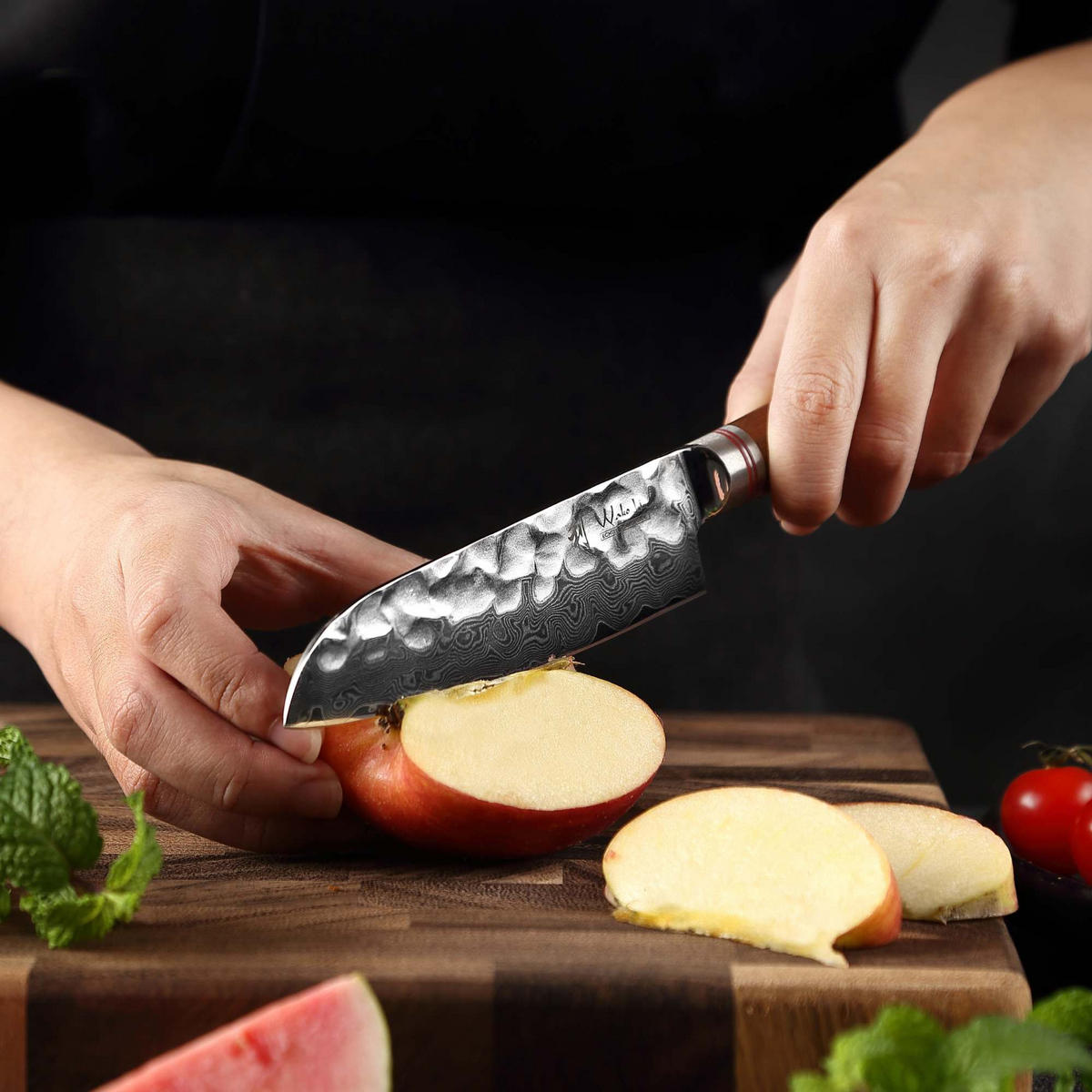 SANTOKUMESSER 12 cm - Nussbaumfarben, Holz/Metall (23cm) - Wakoli