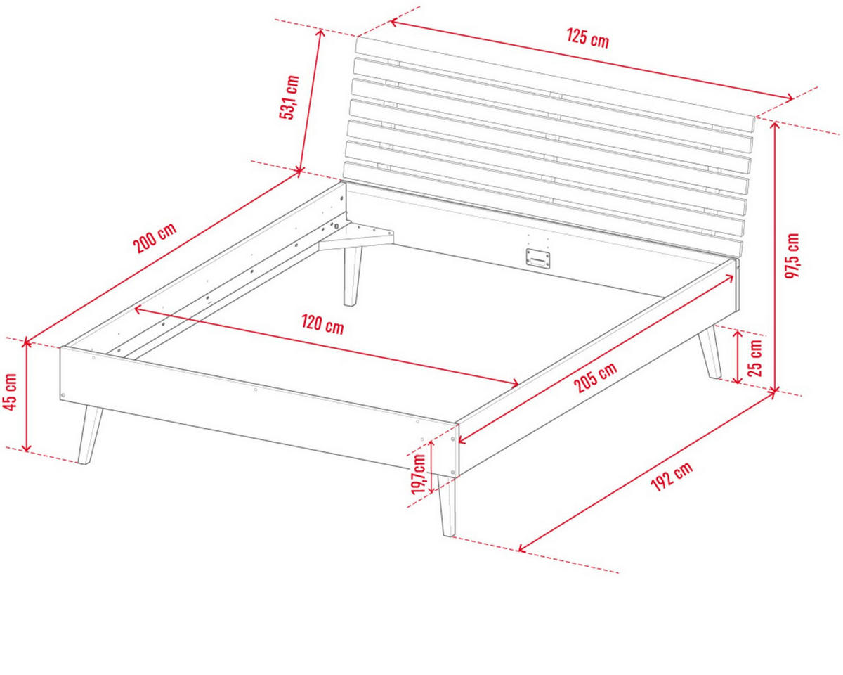 BETT NATURE - Eichefarben, Holzwerkstoff (213/125/95cm) - Vox Möbel