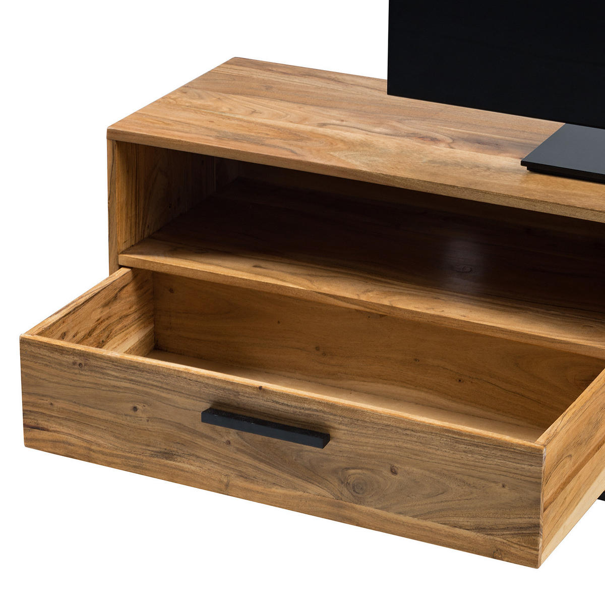 TV-LOWBOARD - Akazie massiv / Eisen, Breite 160 cm - Akaziefarben, Holz (160/50/40cm) - home24