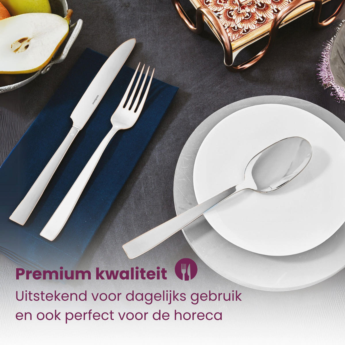 BESTECKSET Flat - Kupfer - 24-teilig / 6 Personen - Bronzefarben, Metall - Sambonet