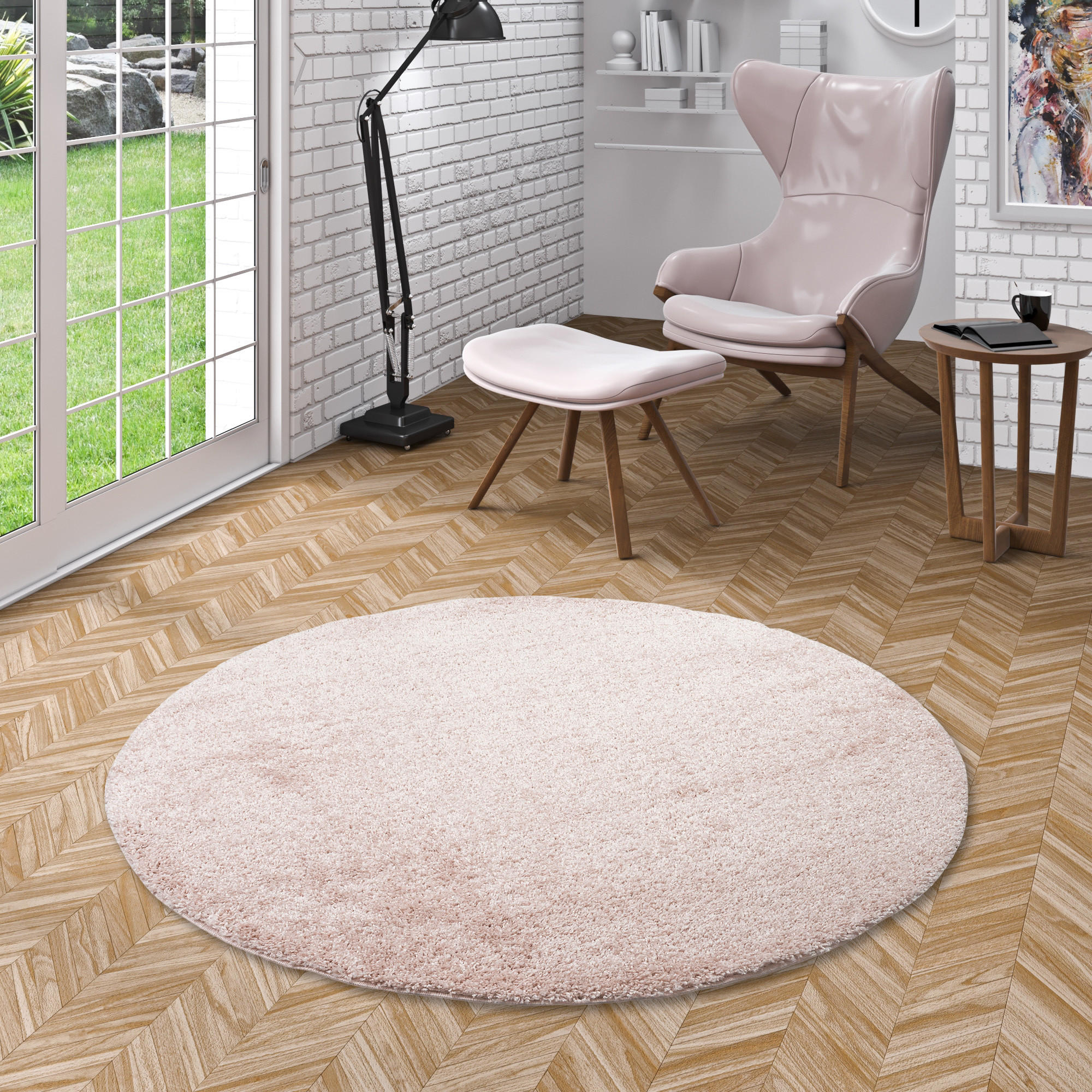 HOCHFLOR LANGFLOR TEPPICH ALOHA RUND - Rosa, Textil (120/120cm) - Pergamon