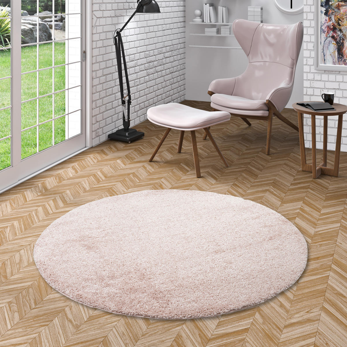 HOCHFLOR LANGFLOR TEPPICH ALOHA RUND - Rosa, Textil (120/120cm) - Pergamon