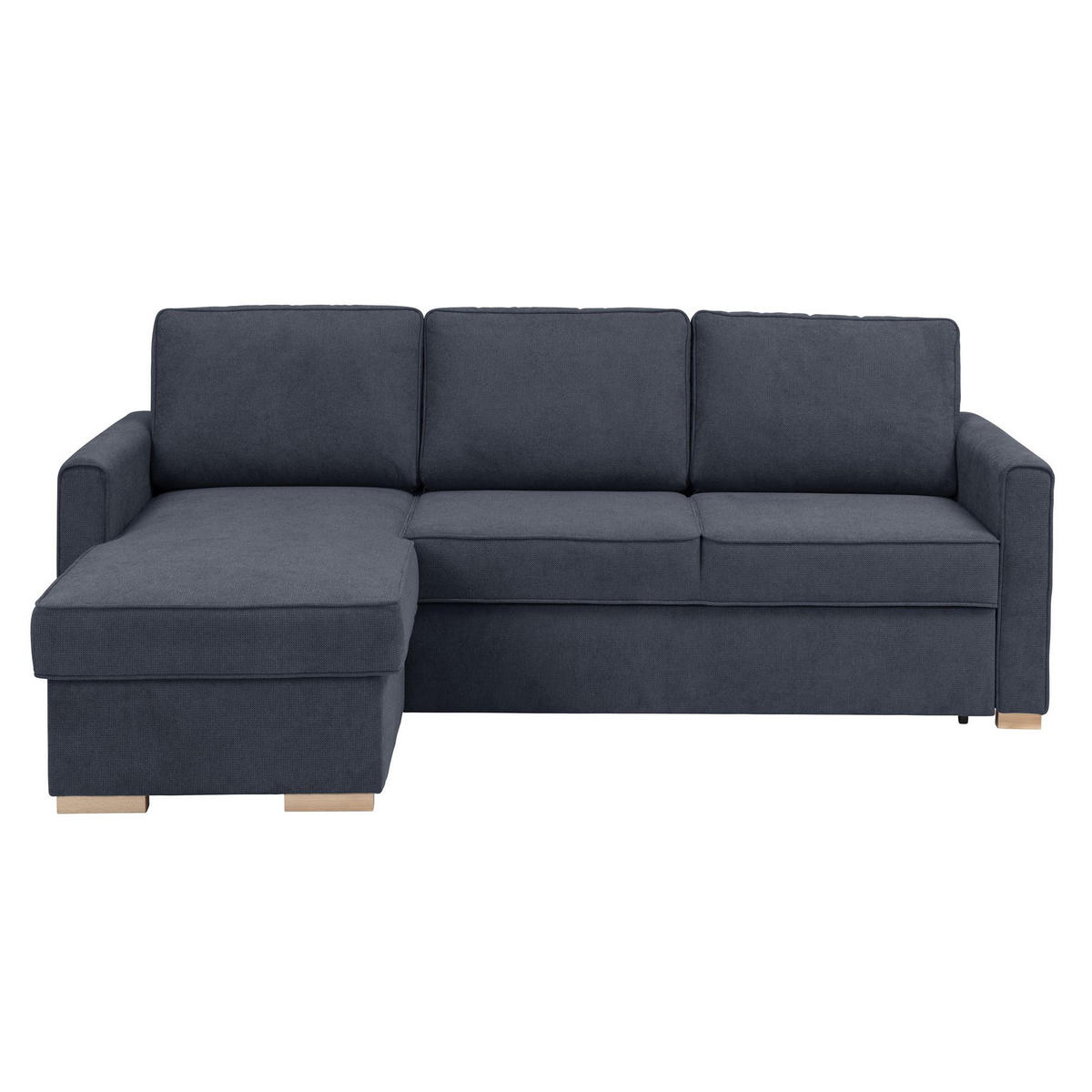 ECKSOFA mit Auszugsbett Kaysa Flachgewebe dunkelblau - Dunkelblau, Kunststoff (160/229cm) - 58aufmkessel