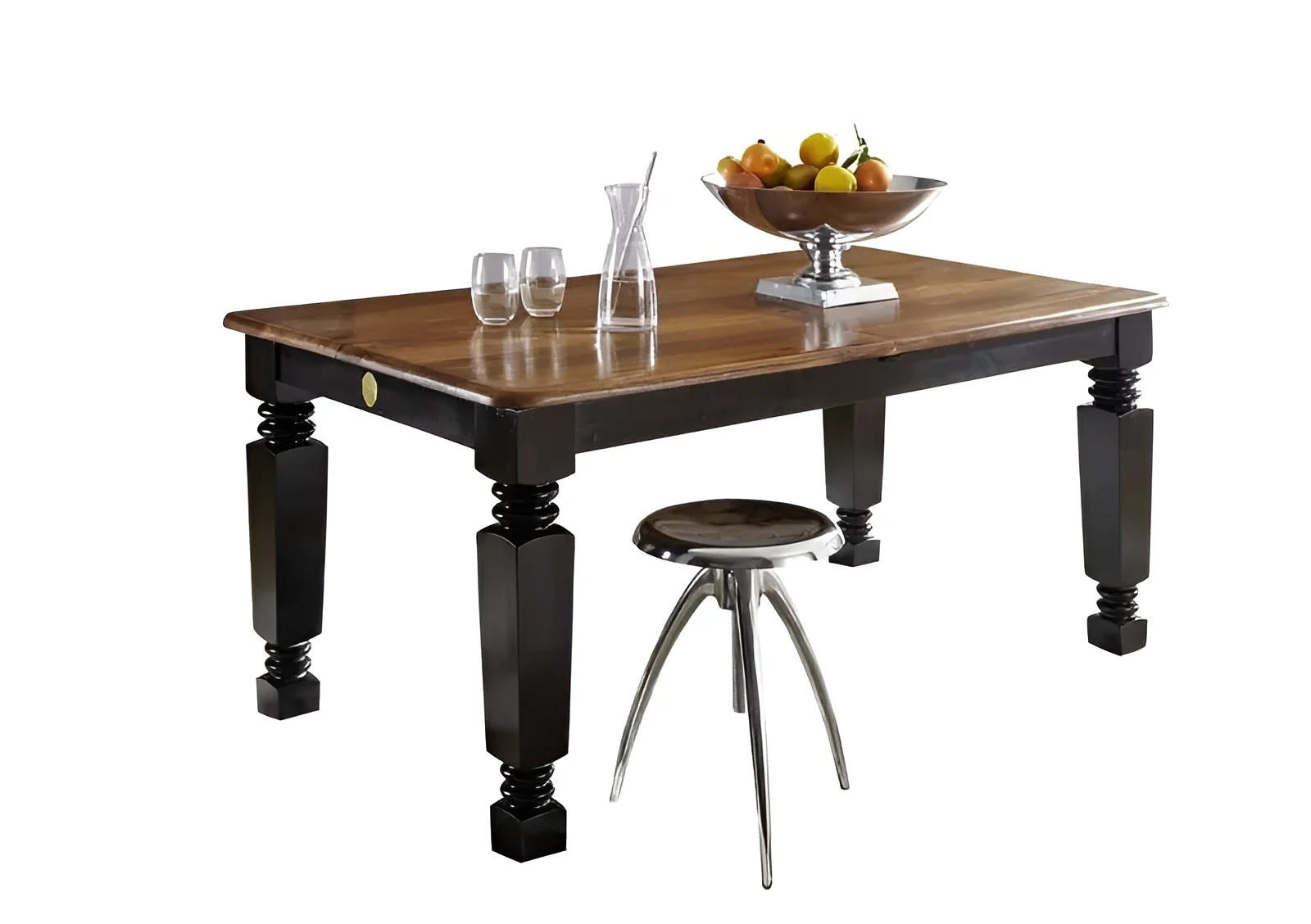 ESSTISCH mit Auszug Sheesham 140-180x90x76 schwarz/braun lackiert NEW BOSTON #151 - Braun, Holz (140/90/76cm) - Massivmoebel24
