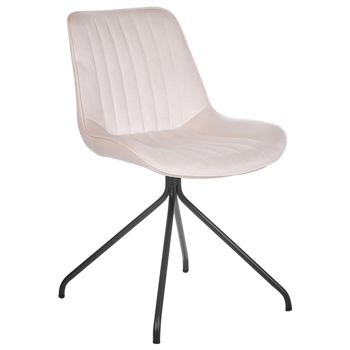 STUHL 2er-Set Samtstoff Beige Navasota - Beige, Textil/Metall (47/83/62cm) - Beliani