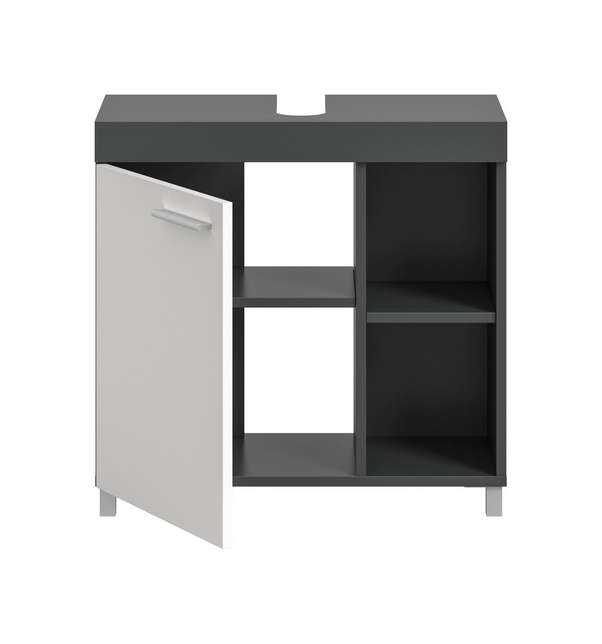 WASCHBECKENUNTERSCHRANK Noah weiß 65/31/63 cm - Anthrazit, Holzwerkstoff (65/63/31cm) - Xonox