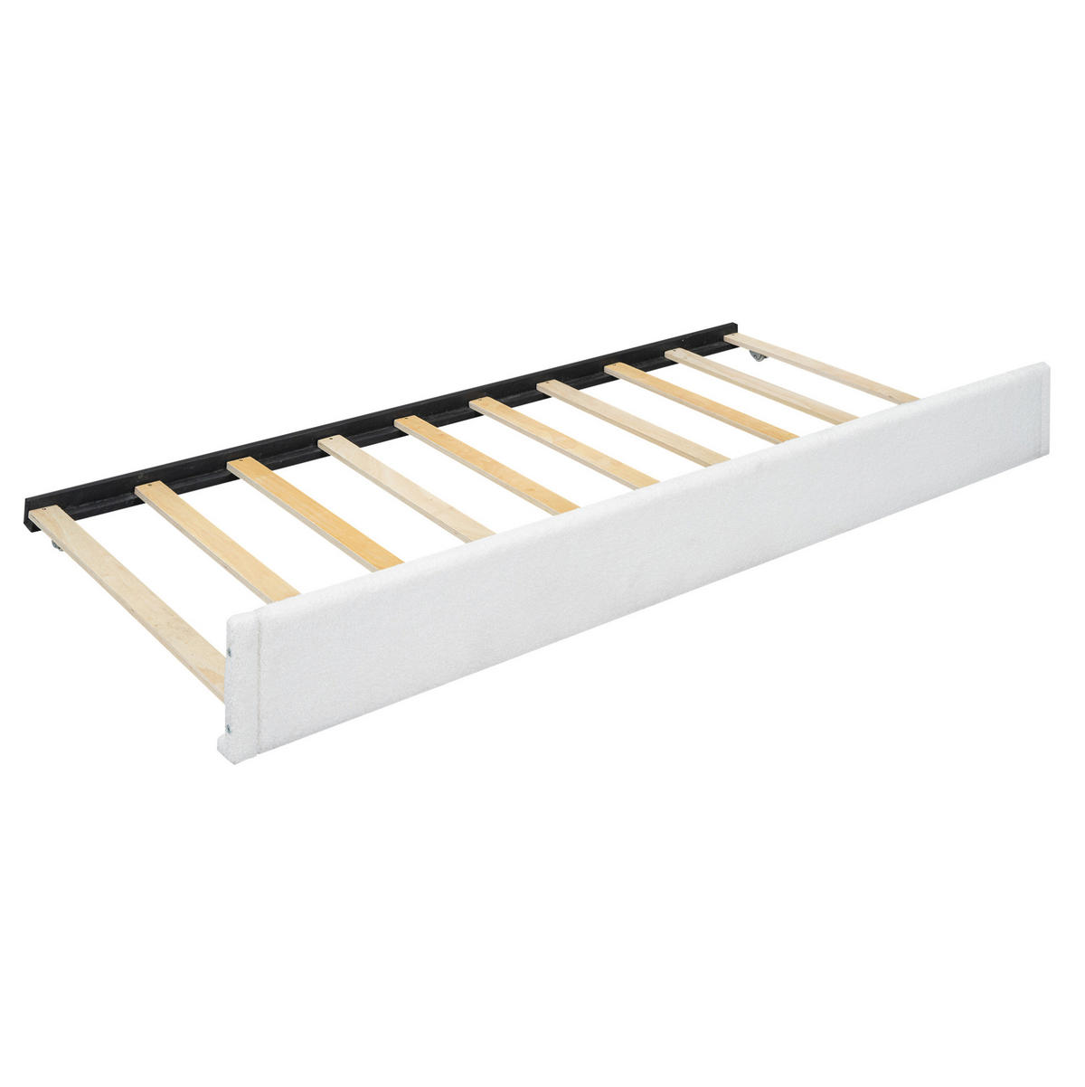 POLSTERBETT aus Plüsch und MDF 140x200 cm Weiß mit ausziehbarem Rollbett und minimalistischem Design - Weiß, Textil (140/200cm) - Modfu