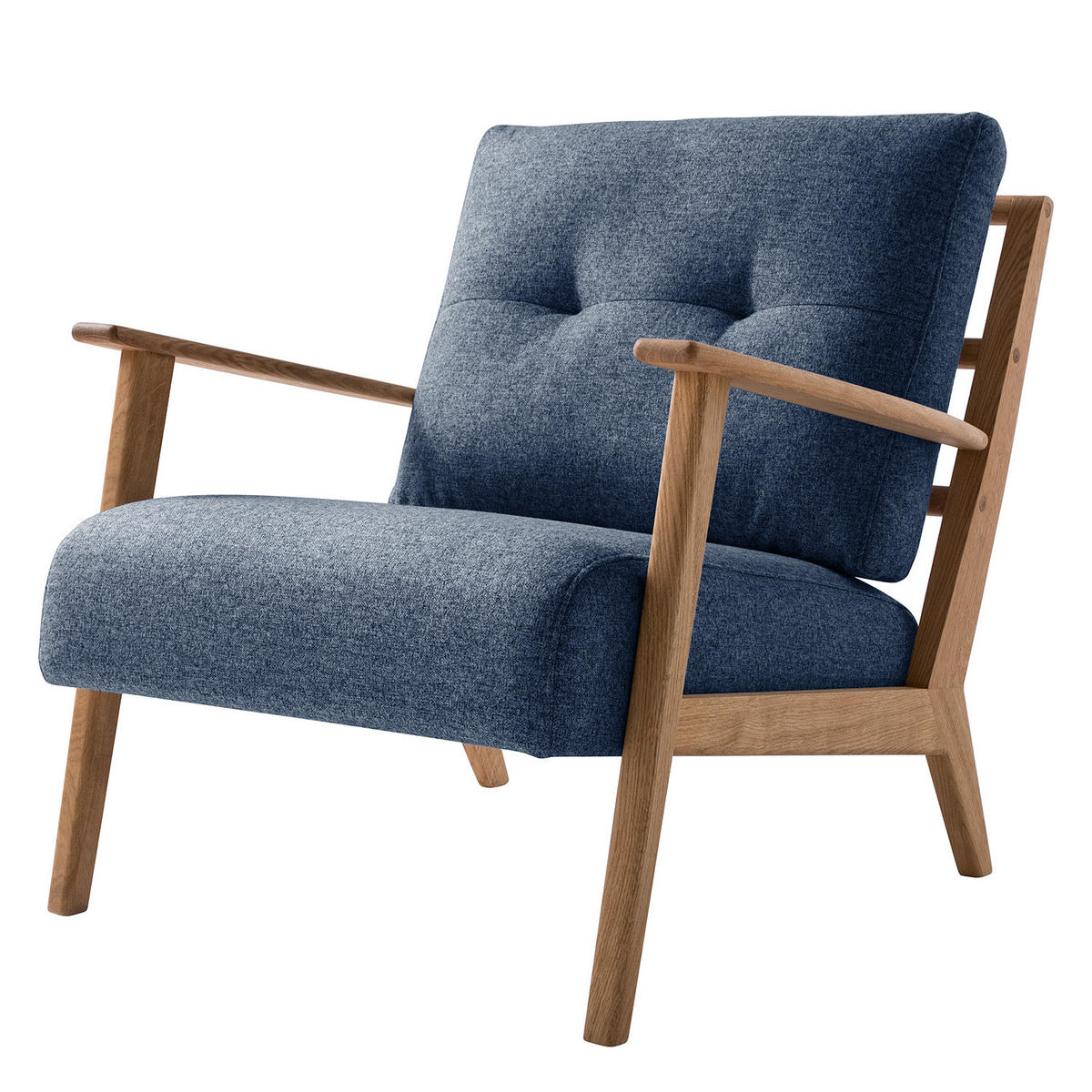 SESSEL - Blau/Braun, Eichenholz/Holz (83/80/75cm) - home24