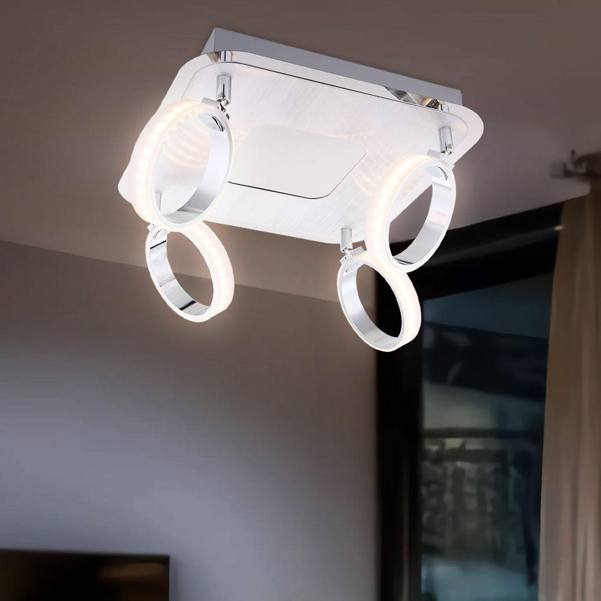 LED DECKENLEUCHTE IDAHO Chrom Silber - Silberfarben, Metall (30/30/19cm) - Globo Lighting