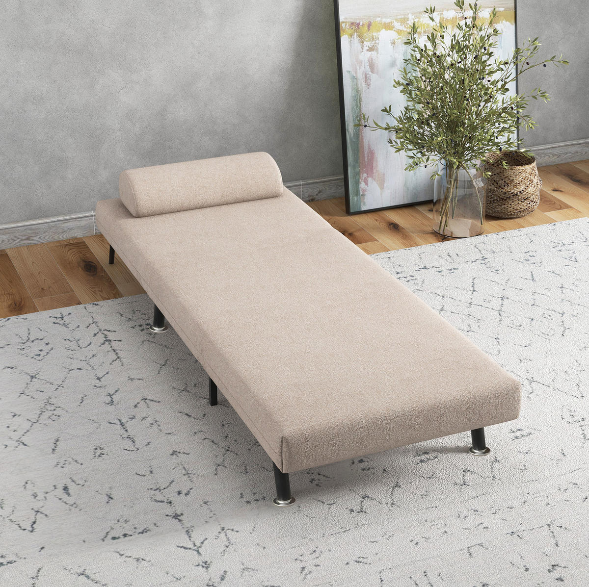 SCHLAFSESSEL in Beige 70x75x75 cm mit Bettfunktion und ausziehbarer Sitzfläche - Beige, Metall (75/75/70cm) - IVMEU