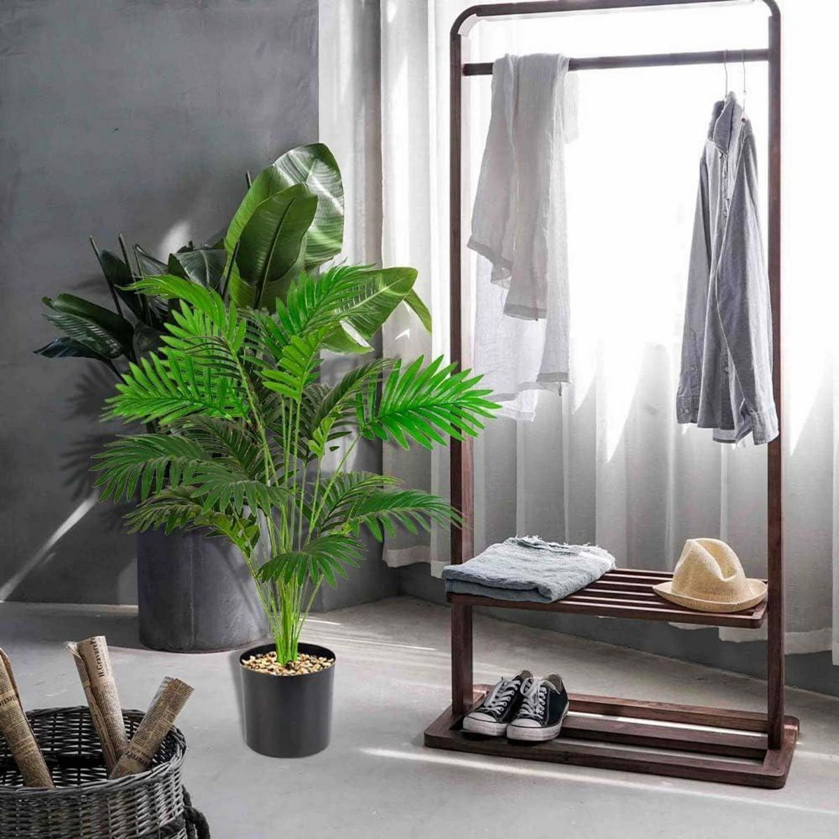 KUNSTPFLANZE 2-teiliges Set Palme 90 cm - Grün, Kunststoff (10cm)