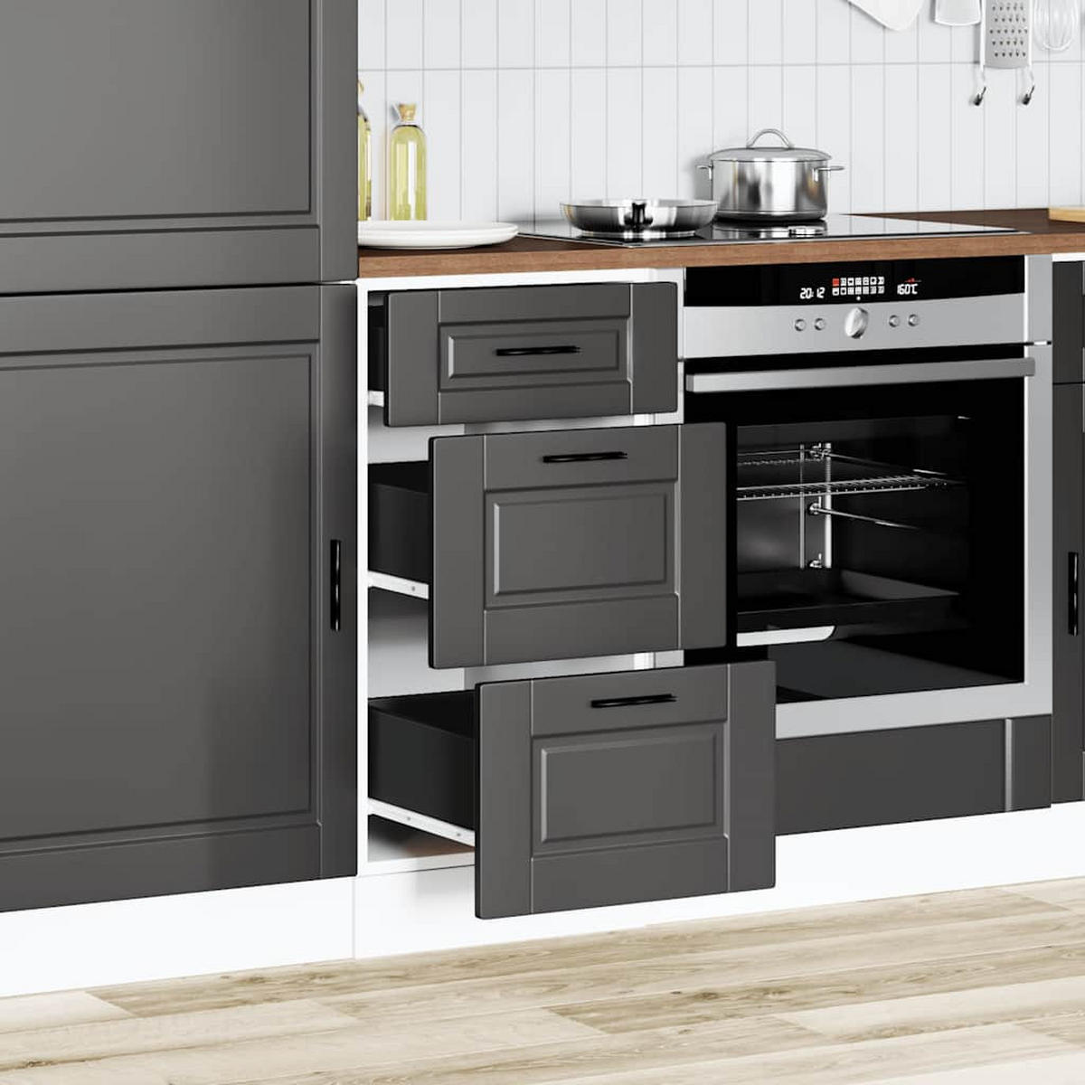 KÜCHENUNTERSCHRANK Porto Schwarz Holzwerkstoff - Schwarz, Holzwerkstoff (46/81.5/40cm) - vidaXL