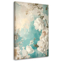 LEINWANDBILD Blumen 80x120cm - Türkis, Textil (80/120cm) - Feeby