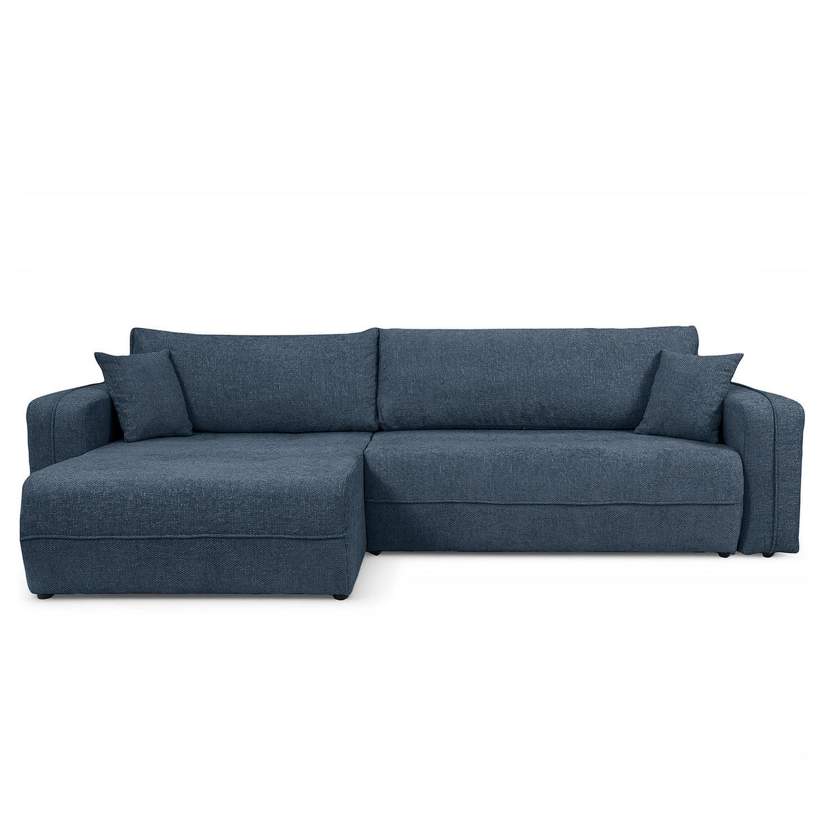ECKSOFA mit Schlaffunktion - 272 cm - Blaugrau/Schwarz, Kunststoff/Textil (272/145cm) - home24