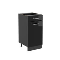 KÜCHENUNTERSCHRANK R-Line Schwarz Hochglanz 40 cm ohne AP - Schwarz Hochglanz/Anthrazit, Holzwerkstoff (40/81.6/46cm) - Vicco
