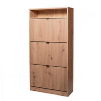 SCHUHSCHRANK Mia, Eiche Artisan mit schwarzem Griff - Schwarz/Eiche Artisan, Holzwerkstoff (60/125/24cm) - Bettso