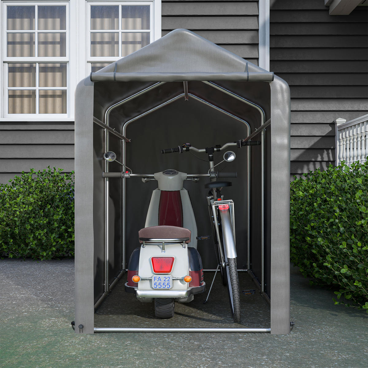 KLEINGARAGE aus verzinktem Stahlrohr 187x100x160 cm in Dunkelgrau - Dunkelgrau, Metall (187/160/100cm) - Modfu