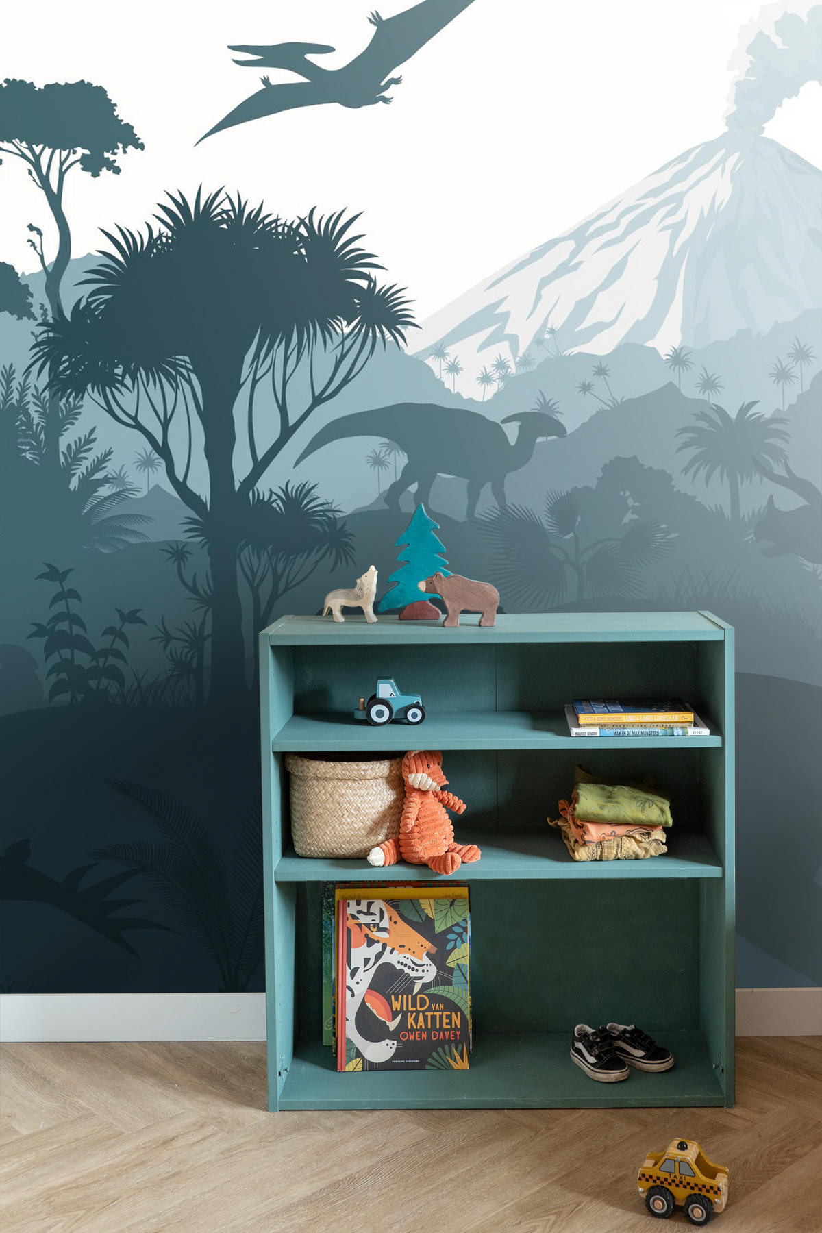 FOTOTAPETE Dinosaurier 300 x 279 cm - Blau, Papier (300/279cm) - ESTAhome