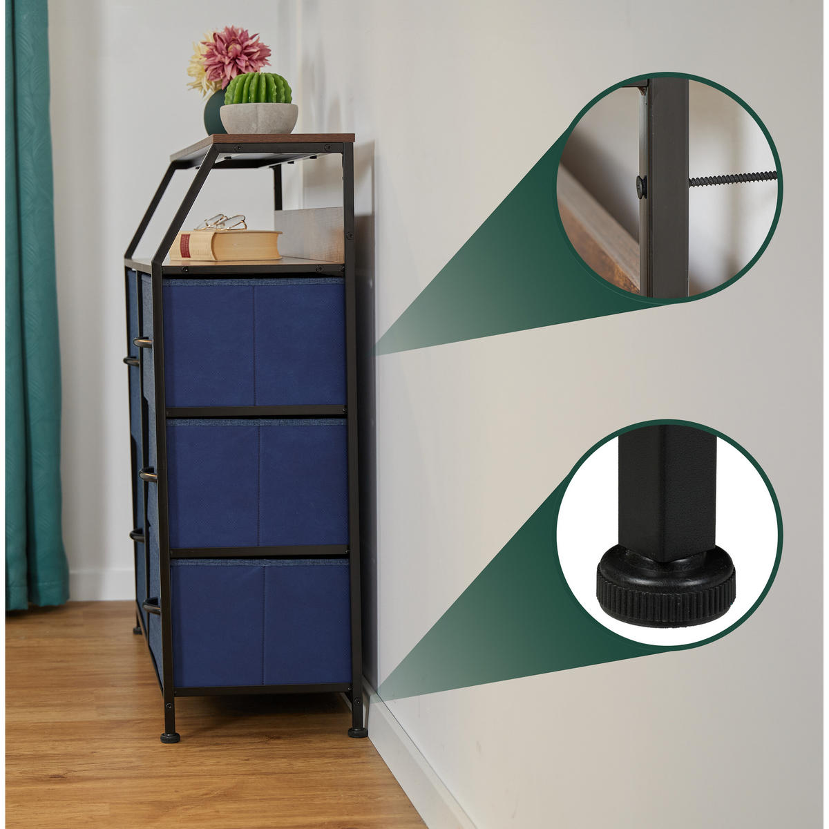 KOMMODE - Multicolor/Schwarz, Holz/Holzwerkstoff (84/87/30cm) - Relaxdays