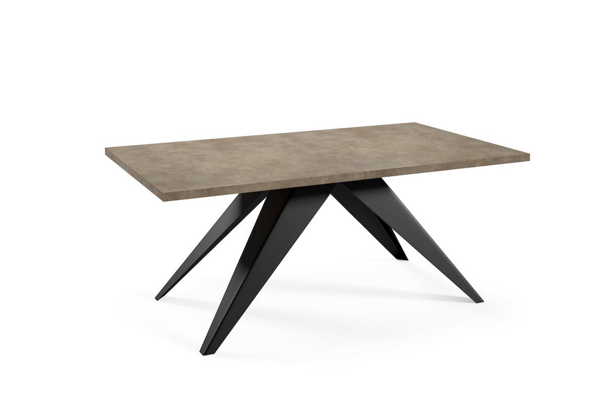 ESSTISCH Vento Chicago Concrete Dunkelgrau / Schwarz 160/260 / 90 / 76cm - Dunkelgrau/Schwarz, Holz/Holzwerkstoff (160/90/76cm) - Feldmann-Wohnen
