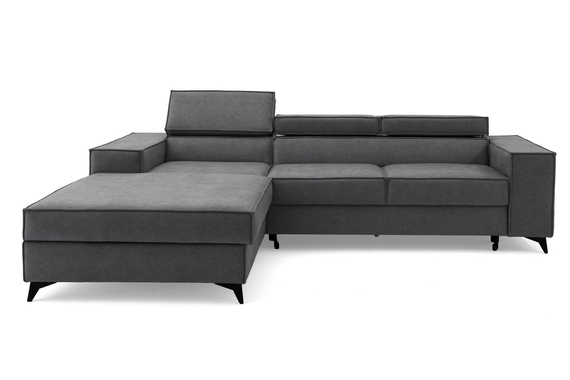 ECKSOFA PURE S Links mit Schlaffunktion 127x215 Velours Grau - Schwarz/Grau, Holz/Textil (281/204cm) - Muffo