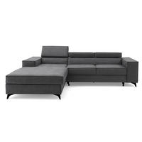 ECKSOFA PURE S Links mit Schlaffunktion 127x215 Velours Grau - Schwarz/Grau, Holz/Textil (281/204cm) - Muffo