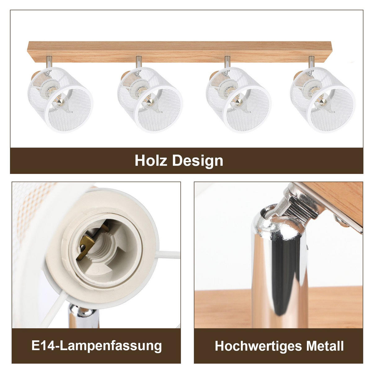 STRAHLER Gisela 4-flammig 60/10/14 cm - Weiß, Metall (60/10/14cm) - Nettlife