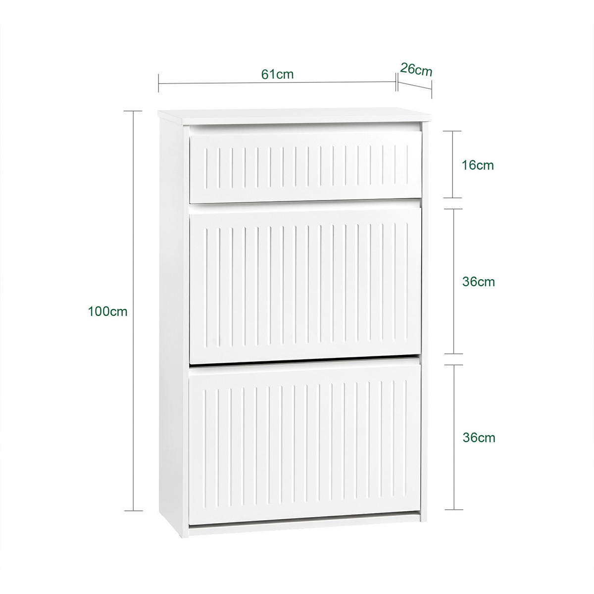 SCHUHSCHRANK mit 2 Klappen Weiß - Weiß, Holzwerkstoff (61/100/26cm) - SoBuy