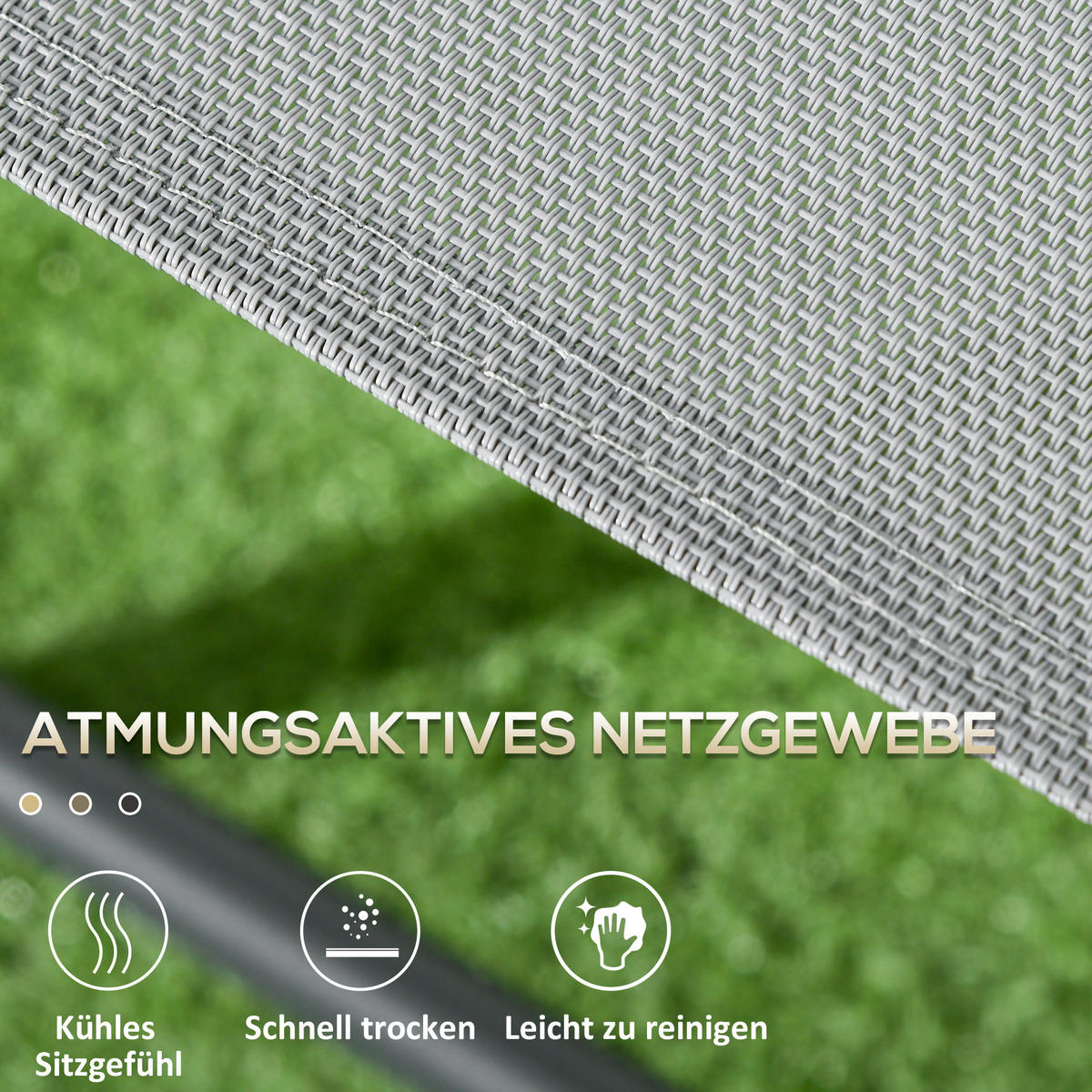 GARTENMÖBEL Set, Metall, Mesh, Hellgrau - Hellgrau, Textil/Metall - Outsunny