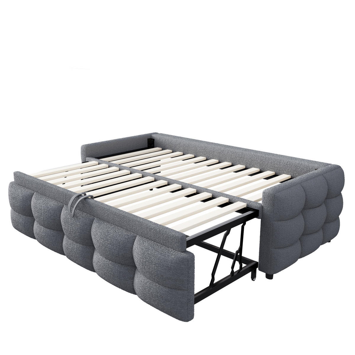 POLSTERBETT 90/190 cm grau aus Samtstoff ausziehbar - Grau, Textil (90/190cm) - OKWISH