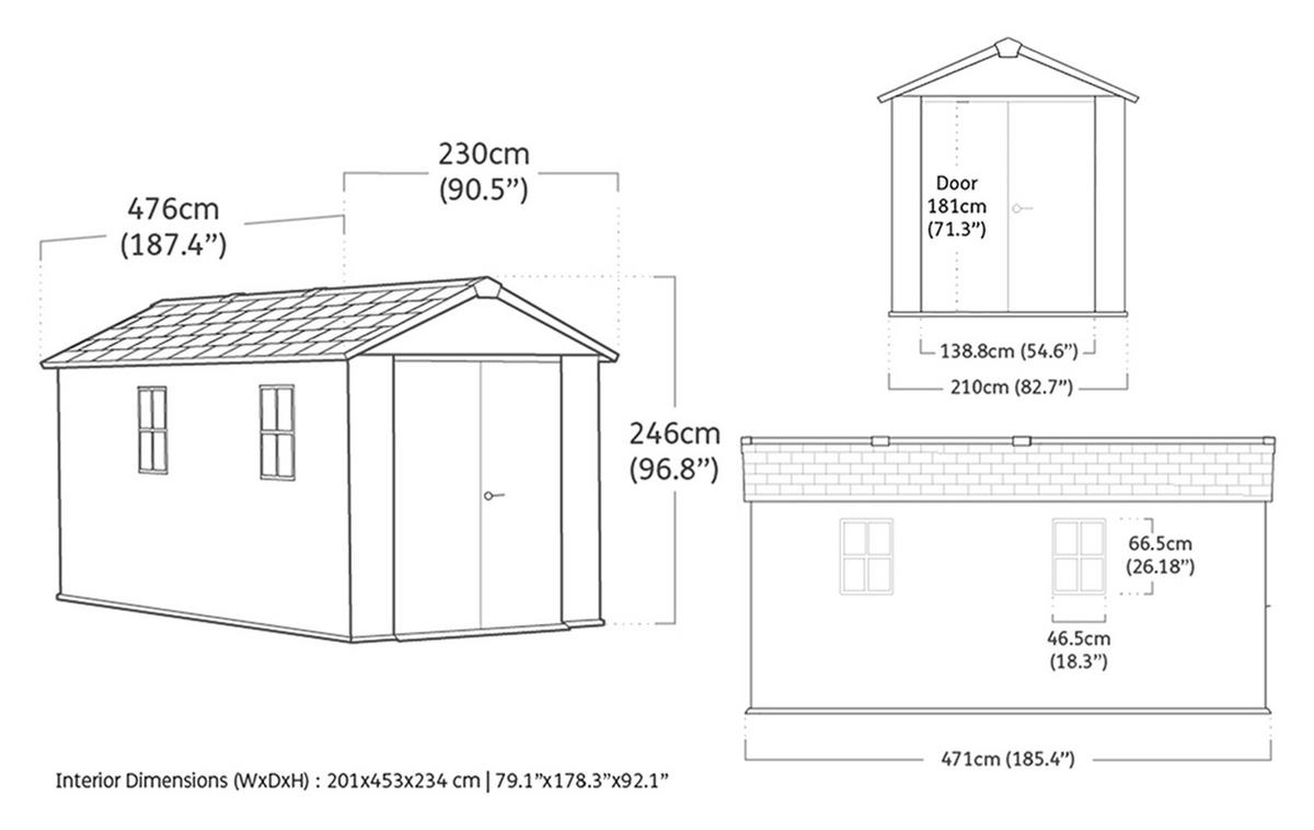 GARTENHAUS Newton - Grau, Kunststoff (476/246/230cm) - Keter