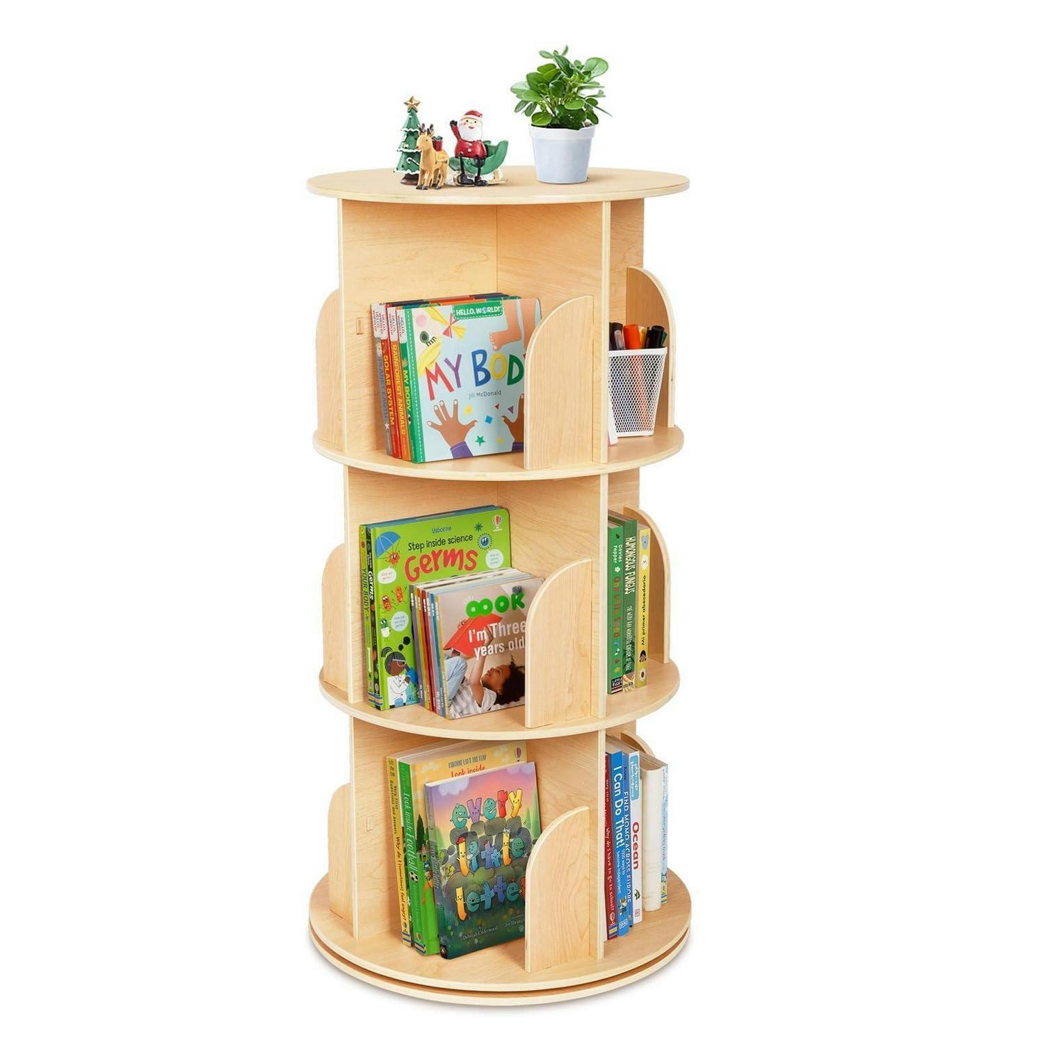 BÜCHERREGAL Drehbar 3 Ebenen Holz 97 cm - Hellbraun, Holzwerkstoff (50/97/50cm)