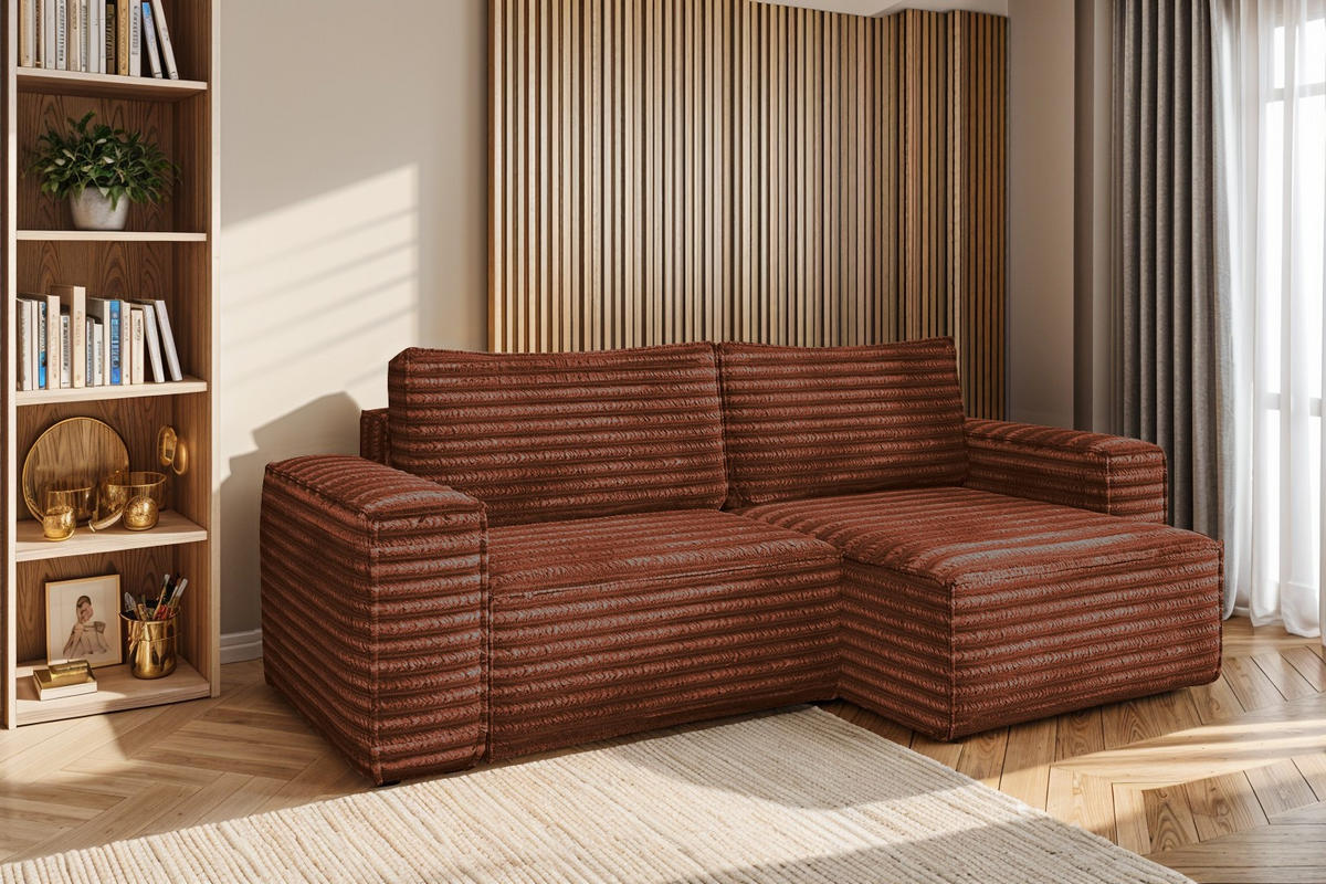 ECKSCHLAFSOFA Bohoo-Ecksofa mit Schlaffunktion stoff Velo Kupfer Rechts - Kupferfarben, Holz/Textil (248/140cm) - Kaiser Möbel