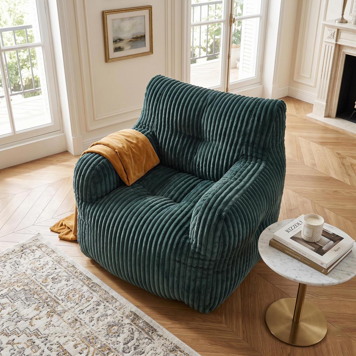 SESSEL weicher cord-stoff ergonomischer mit schaumstofffüllung - Grün, Textil (100/70/94cm) - Urban Meuble