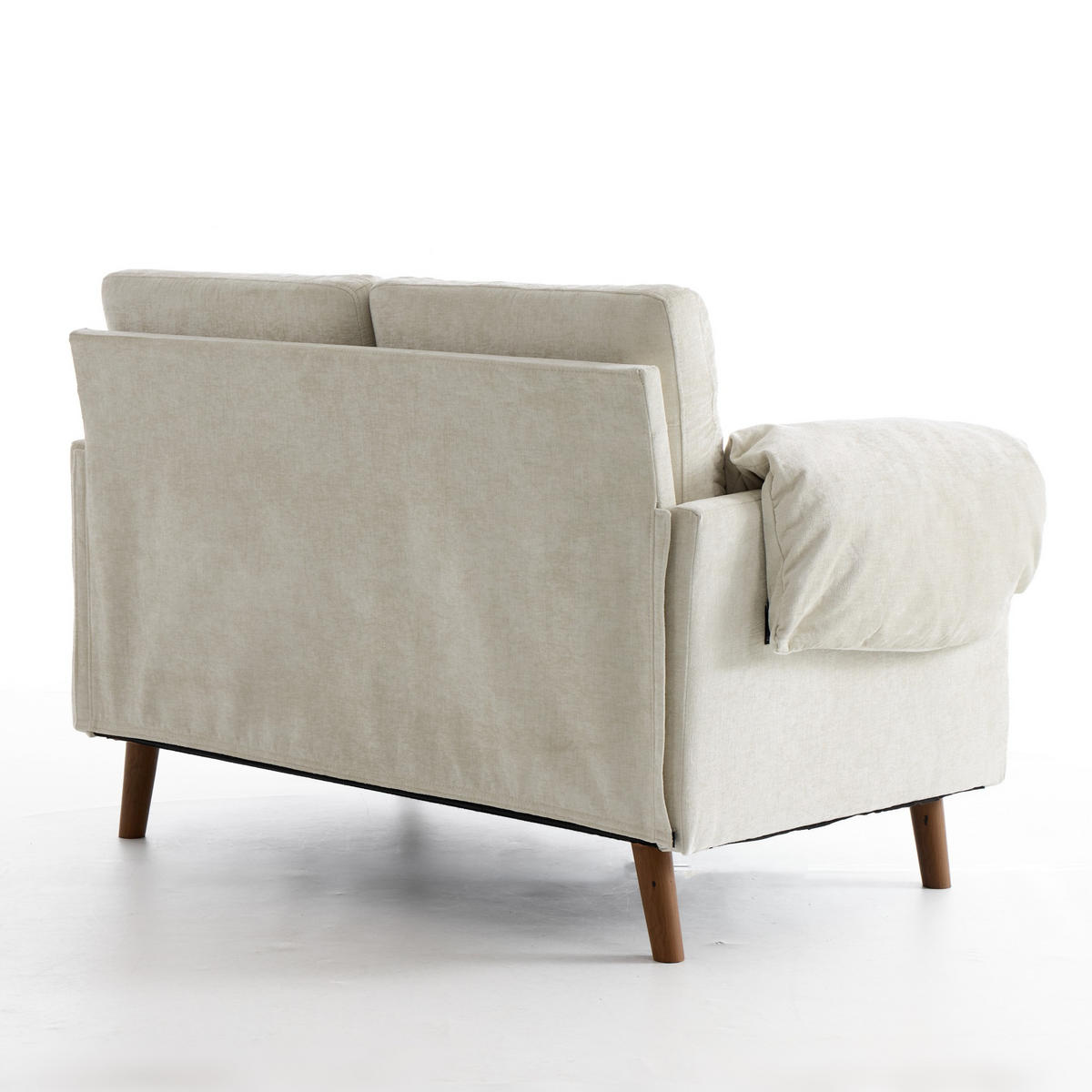 2-SITZER-SOFA aus beigem Chenille, kompakt und platzsparend - Beige, Textil (70/85/124cm) - Urban Meuble