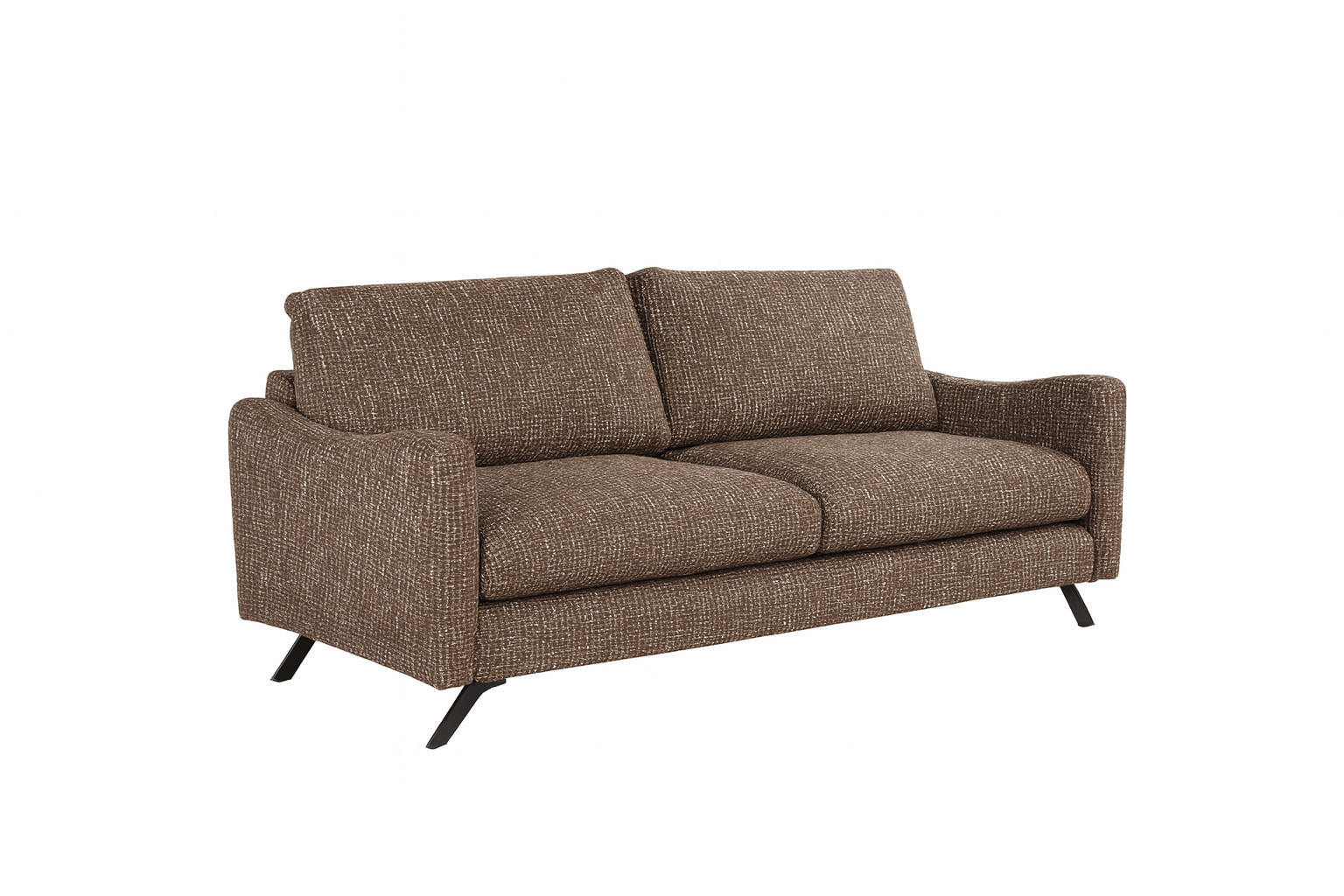 SOFA CLOUD mit schwarz Metallbeinen, Braun - Braun, Textil (235/98/107cm) - KS Home Concept