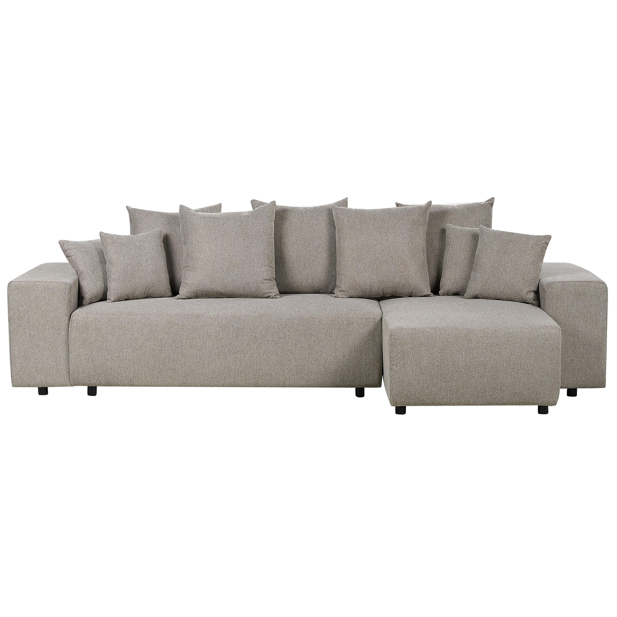 3-SITZER-ECKSOFA taupe rechtsseitig mit Schlaffunktion Stauraum Luspa - Schwarz/Braun, Textil (294/130cm) - Beliani