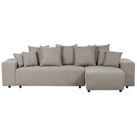 3-SITZER-ECKSOFA taupe rechtsseitig mit Schlaffunktion Stauraum Luspa - Schwarz/Braun, Textil (294/130cm) - Beliani