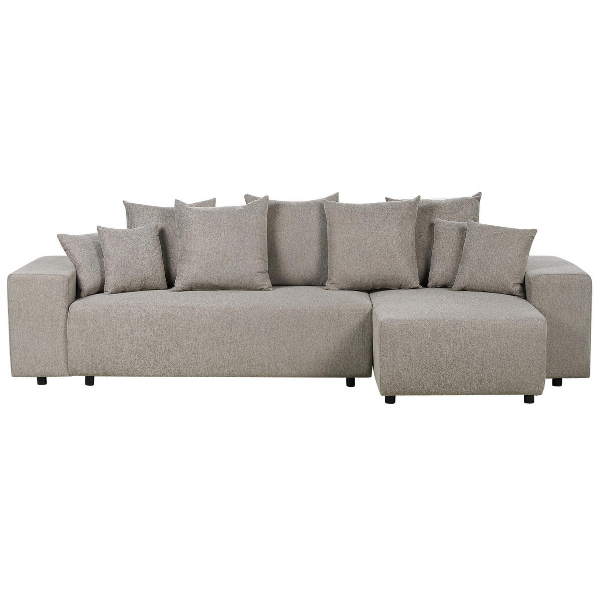 3-SITZER-ECKSOFA taupe rechtsseitig mit Schlaffunktion Stauraum Luspa - Schwarz/Braun, Textil (294/130cm) - Beliani