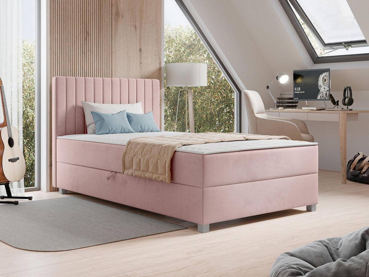 BOXBETT Viki - Silberfarben/Rosa, Holzwerkstoff/Kunststoff (120/200cm) - MIRJAN24