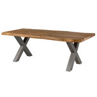 BAUMTISCH Sheesham 240x100x77 natur gebeizt / X-Beine silber matt FREEFORM 5 - Naturfarben, Holz (240/100/77cm) - Massivmoebel24