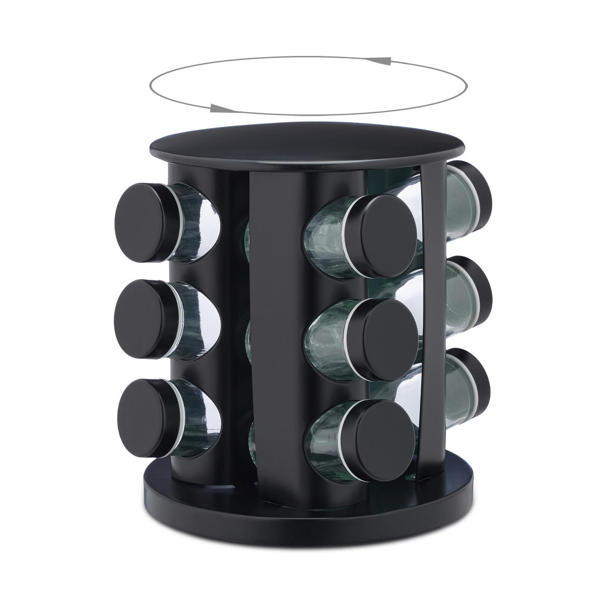 13-DIELNY stojan na korenie - čierna, kov/sklo (19/22/19cm) - Relaxdays
