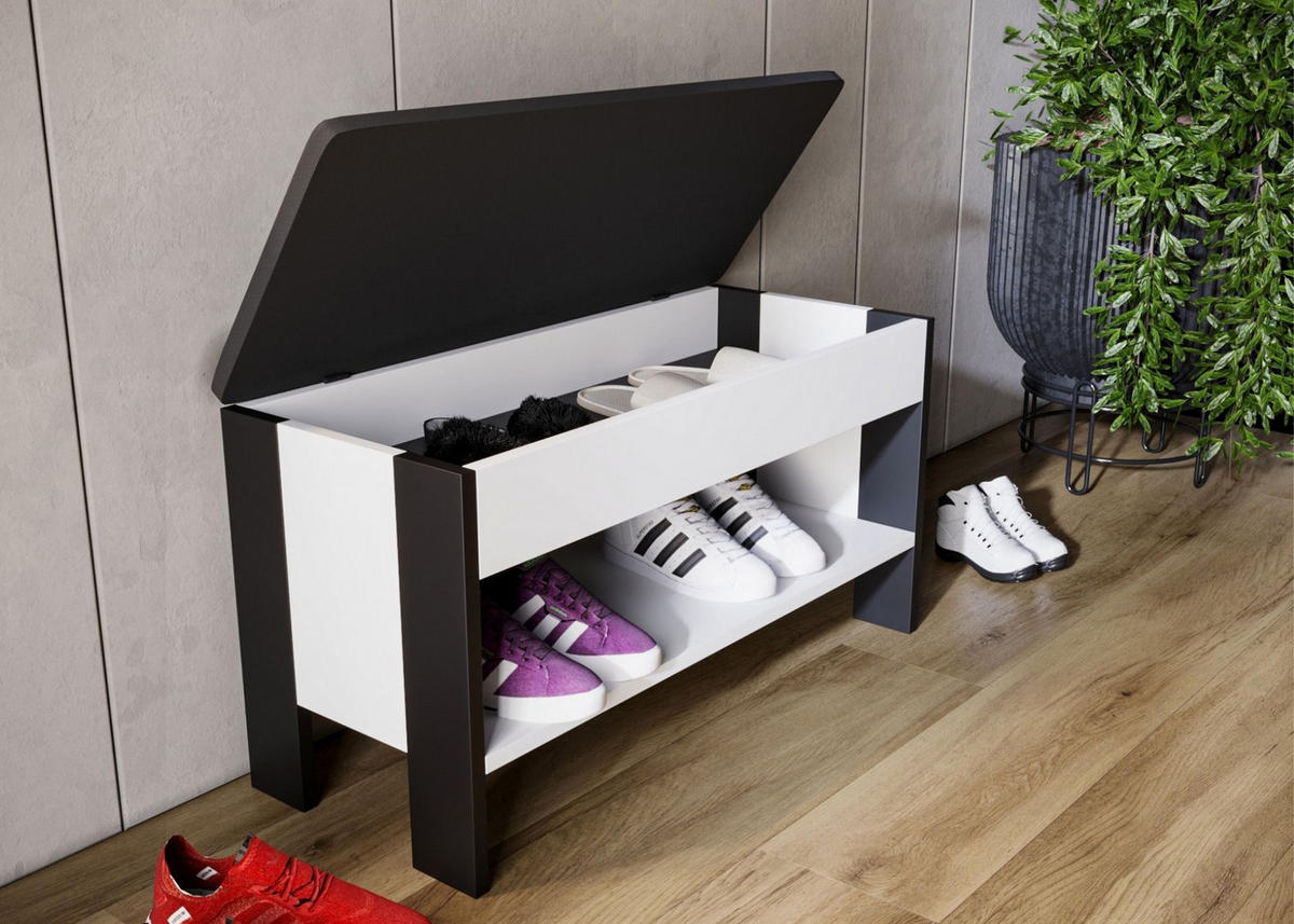 GARDEROBENBANK Weiß 46/80/33cm - Schwarz/Weiß, Holzwerkstoff (33/46/80cm) - CraftPAK