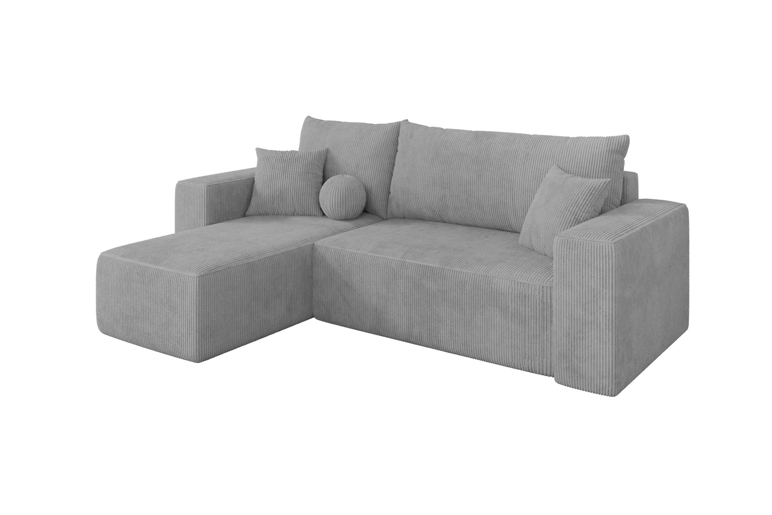 ROHOVÁ SEDAČKA s funkcí spaní, otoman vlevo SENO-L 249x139x85 šedá manšestr - šedá/černá, kompozitní dřevo/textil (249/139cm) - ALTDECOR